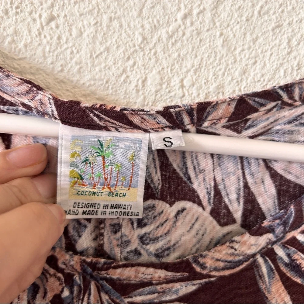 Coconut Hawaiian Beach Palm Leaf Dress Small Sleeveless Vacation Cruise Pullover